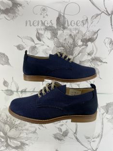 Zapatos María Catalán  lino marino