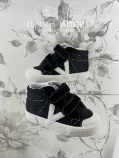 Zapatillas Victoria altas ecopiel negro velcros 2