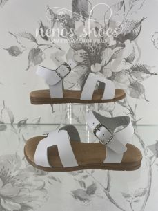 Sandalias Papanatas vaqueta blanco