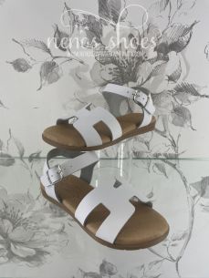 Sandalias Papanatas vaqueta blanco 2