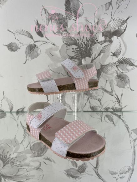 Sandalias Garvalín Bio cuadros rosa