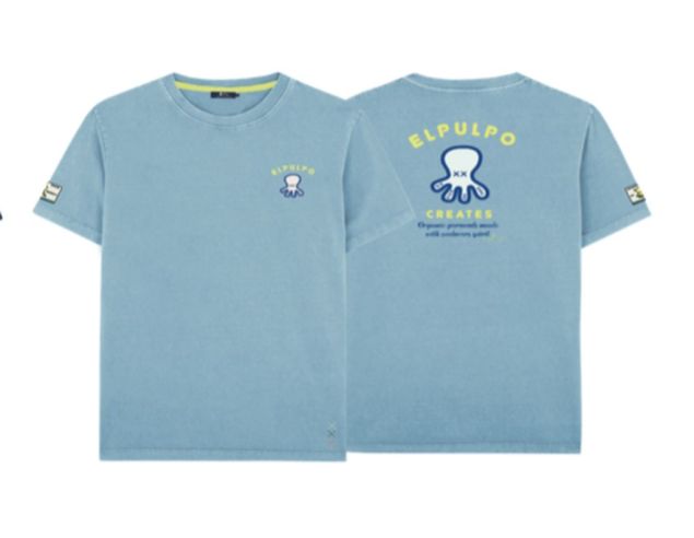 Camiseta El Pulpo estampado azul bebé