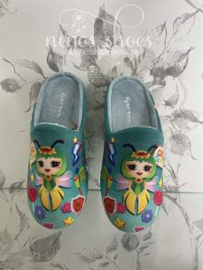 Zapatillas casa Garzón destalonadas Croko verde