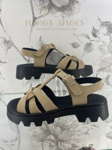 Sandalias Confetti serraje camel 2