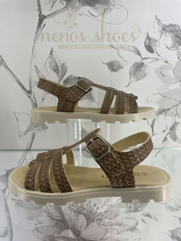 Sandalia Confetti espiga camel